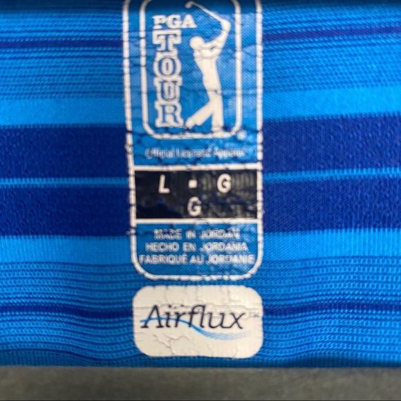 PGA Tour Blue striped golf shirt. - Picture 3 of 4
